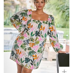Eloquii Full Mini Dress Botanical print 14/16